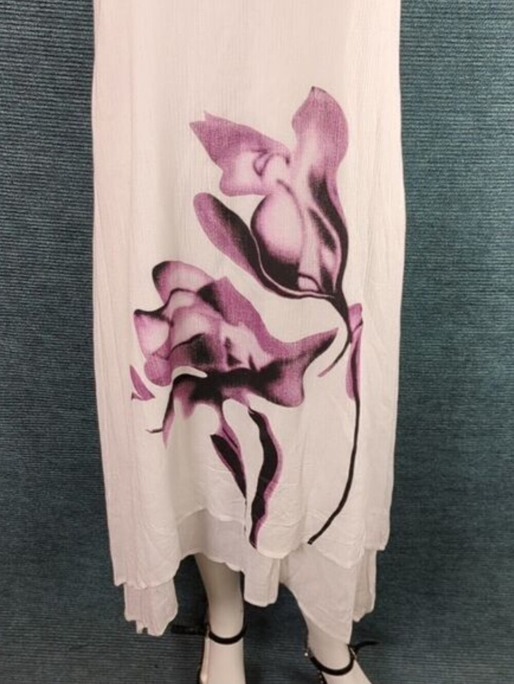 NWT Tendency Gauzy Sleeveless  Midi-Dress Layered Handkerchief Hem - Picture 4 of 15
